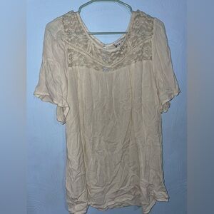 Women’s 1X Ava&Viv Cream Lace Short Sleeve Blouse